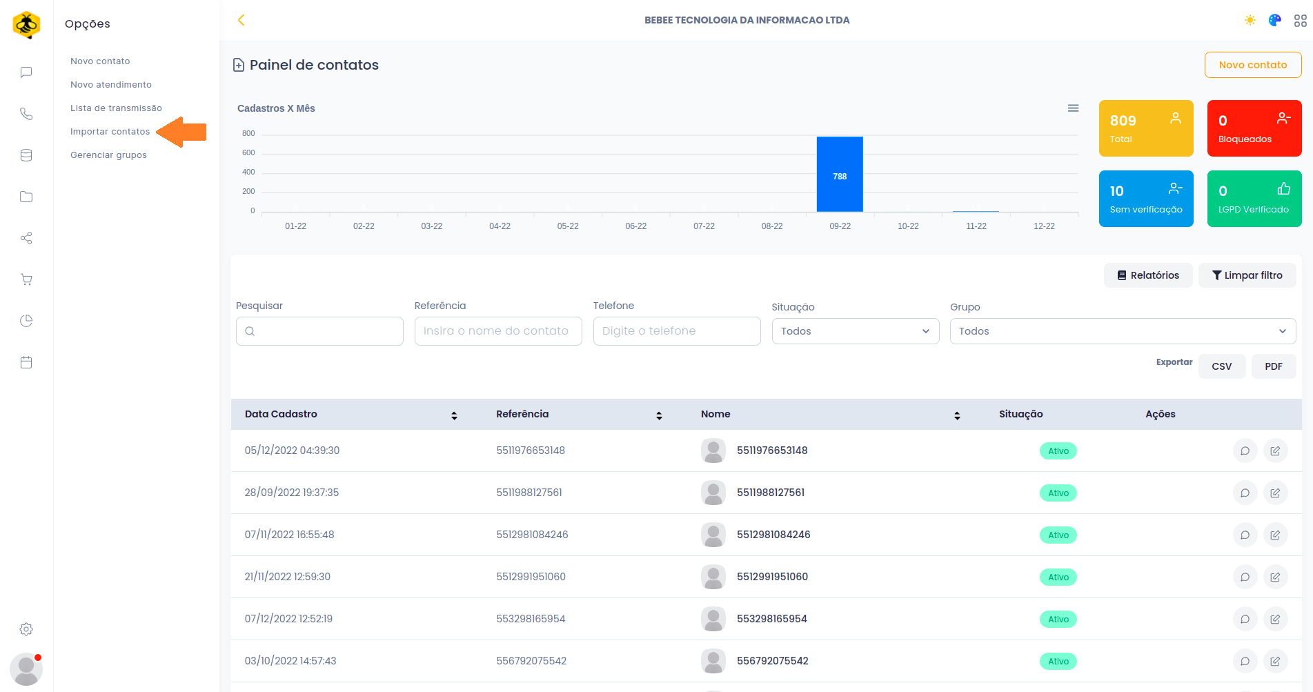 Imagem 50: Importar contatos